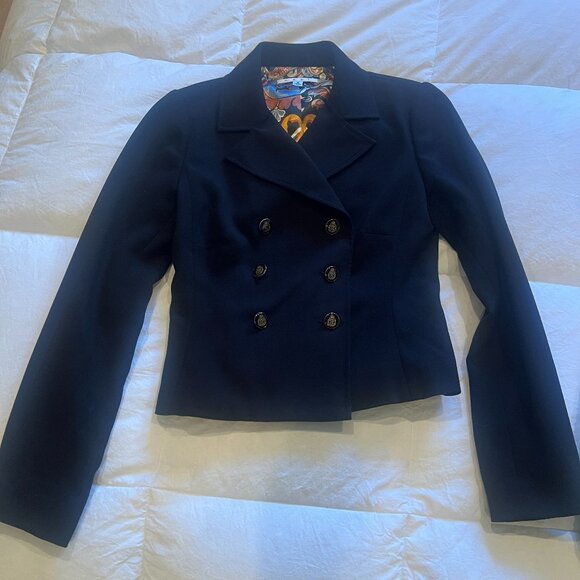 CAbi Navy, Double Breasted jacket, size 0 with beautiful detail - Picture 2 of 10